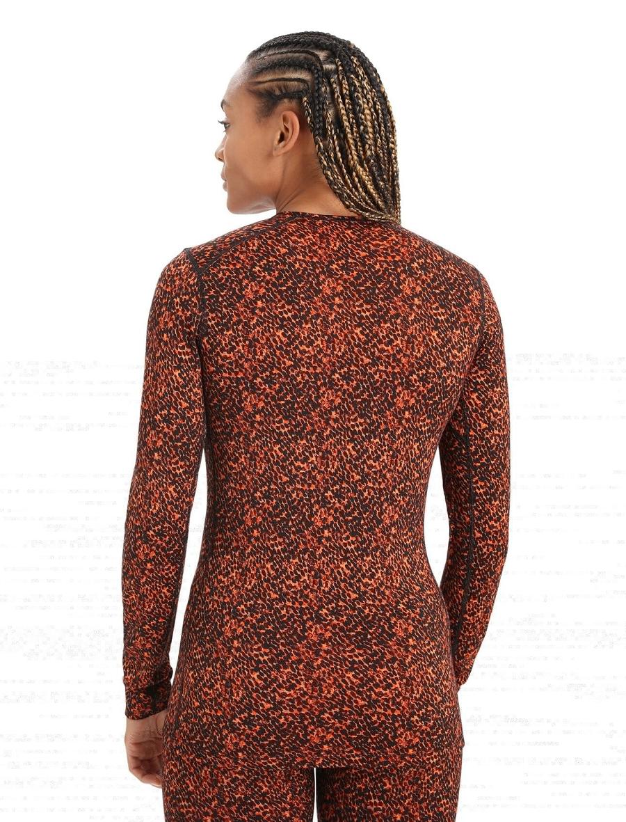 Black / Cherry Icebreaker Merino 200 Oasis Long Sleeve Crewe Lichen Women's Base Layers | AU 1826EBCX